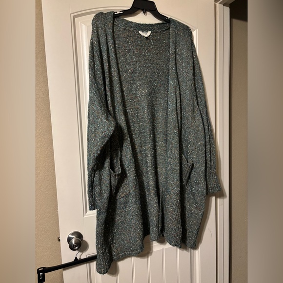 Terra and Sky Women's Teal Sweater Cardigan - Picture 1 of 7